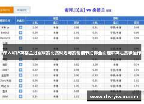 深入解析英格兰冠军联赛比赛规则与赛制细节助你全面理解英冠赛事运作