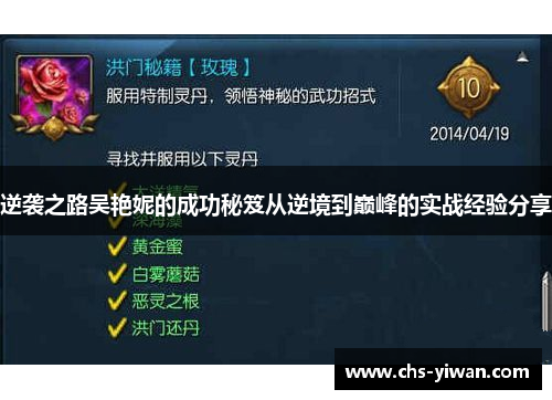 逆袭之路吴艳妮的成功秘笈从逆境到巅峰的实战经验分享